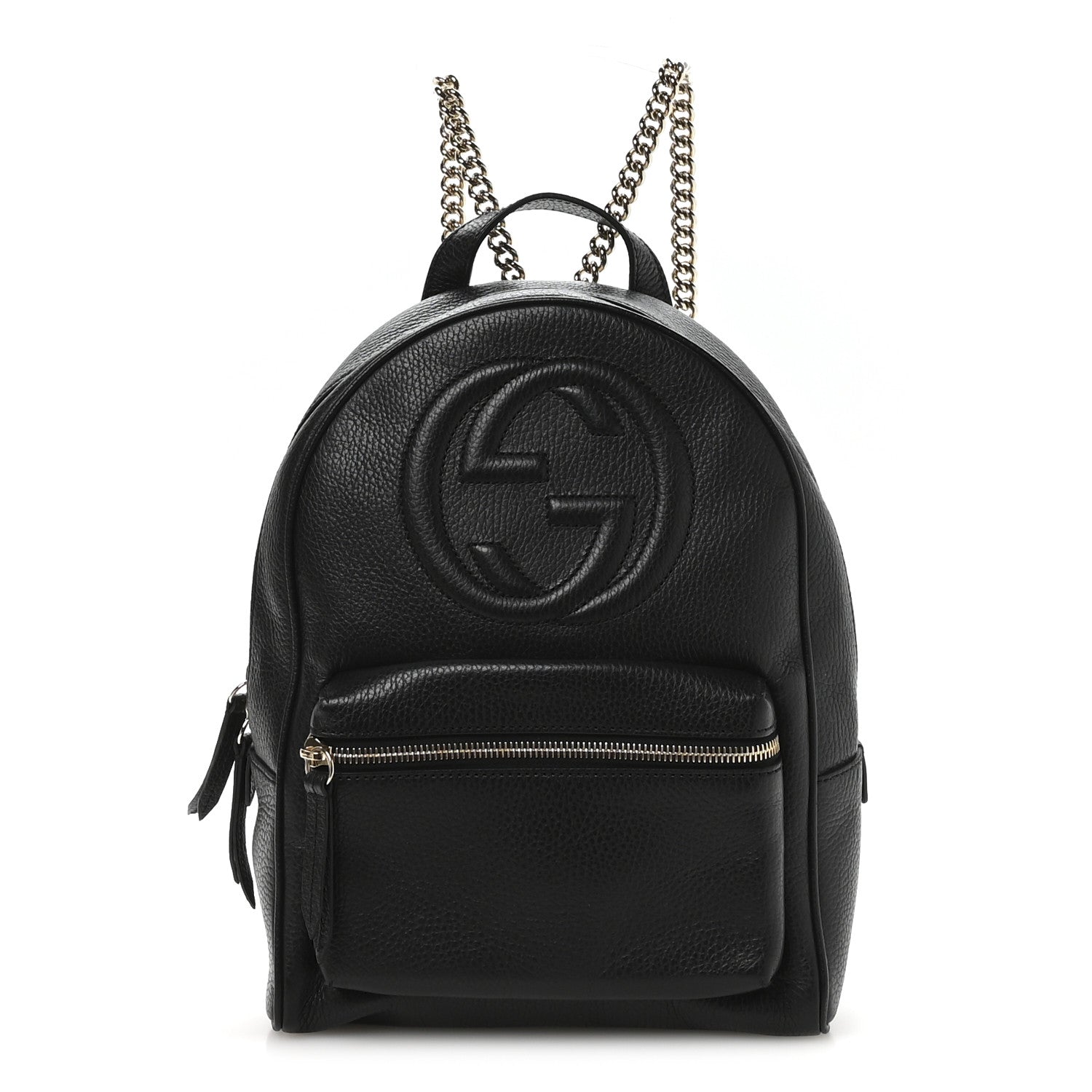 Pebbled Calfskin Soho Chain Backpack Black