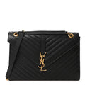 Grain De Poudre Matelasse Chevron Large Monogram Satchel Black