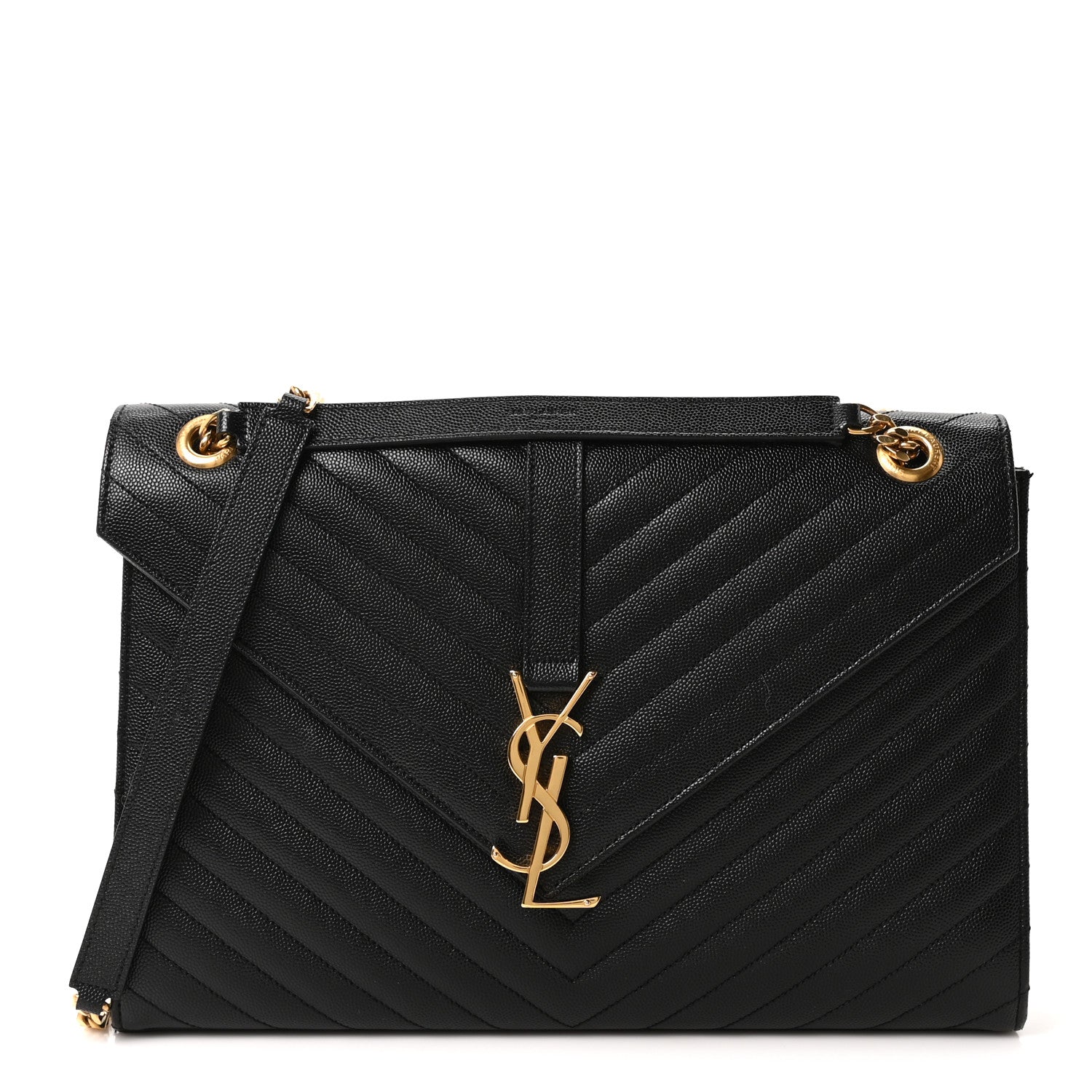 Grain De Poudre Matelasse Chevron Large Monogram Satchel Black