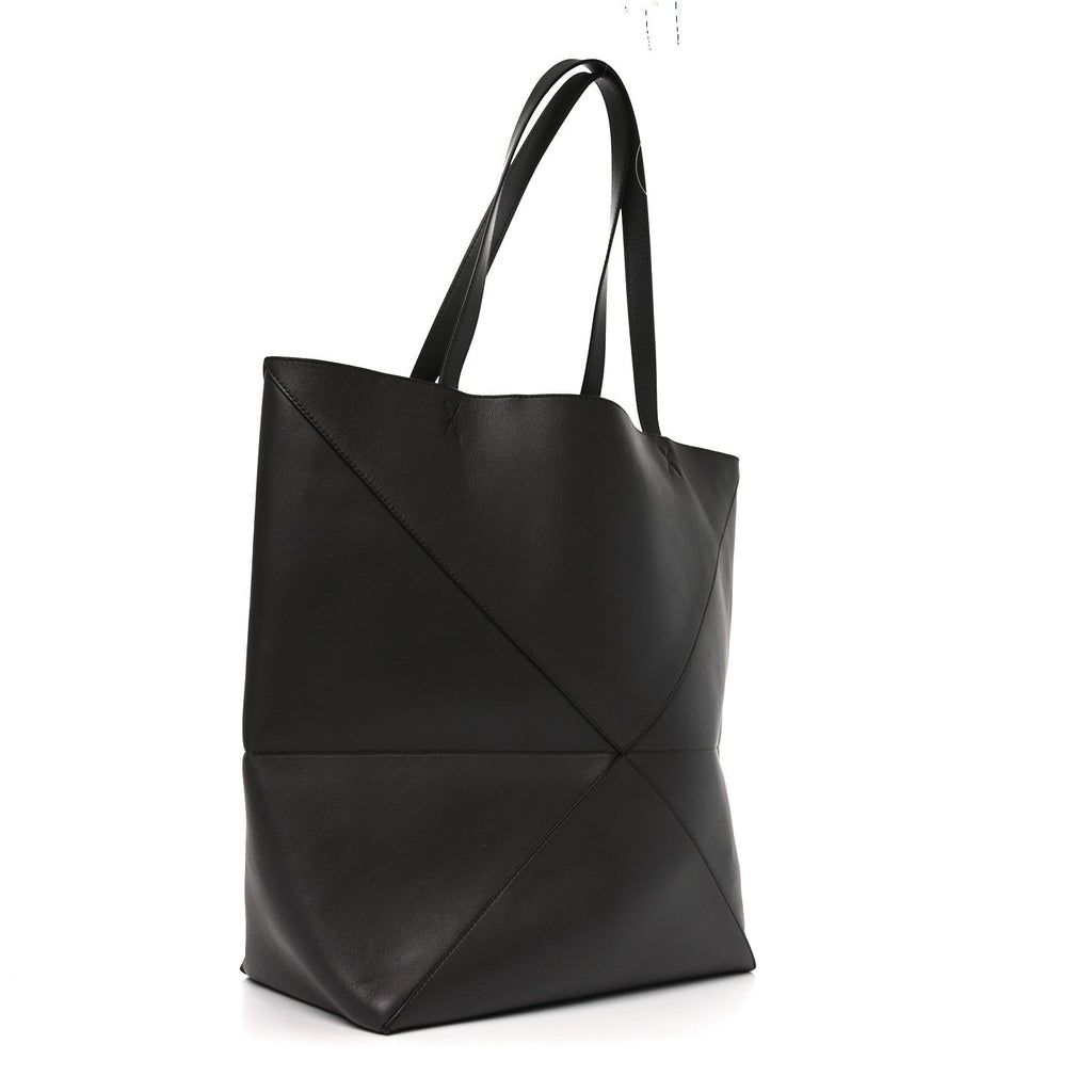 Shiny Calfskin Large Puzzle Fold Tote Dark Grey