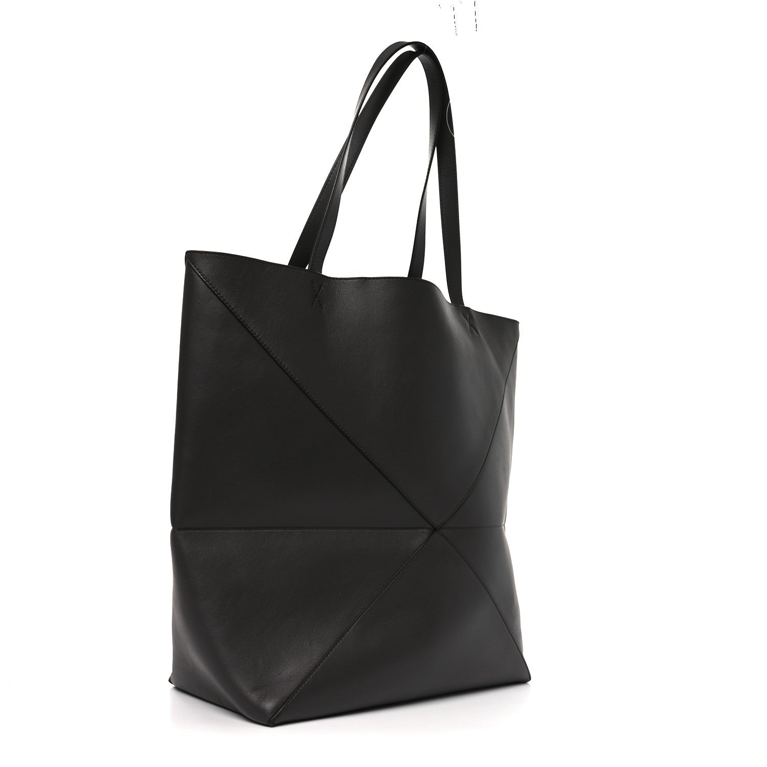 Shiny Calfskin Large Puzzle Fold Tote Dark Grey