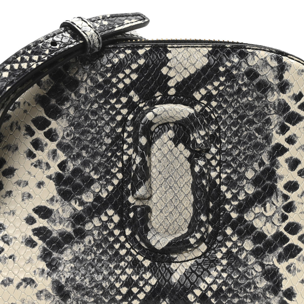 Calfskin Snakeskin Embossed Shutter Camera Crossbody Bag Black White