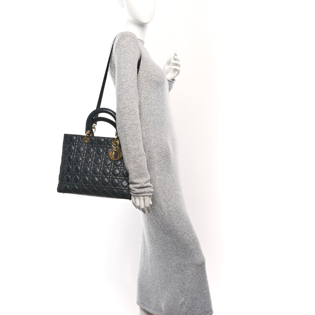 Lambskin Cannage Large Lady Dior Black