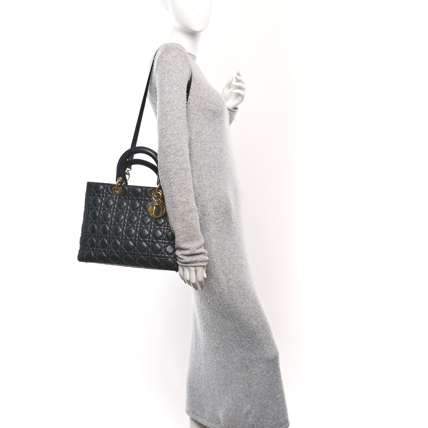 Lambskin Cannage Large Lady Dior Black