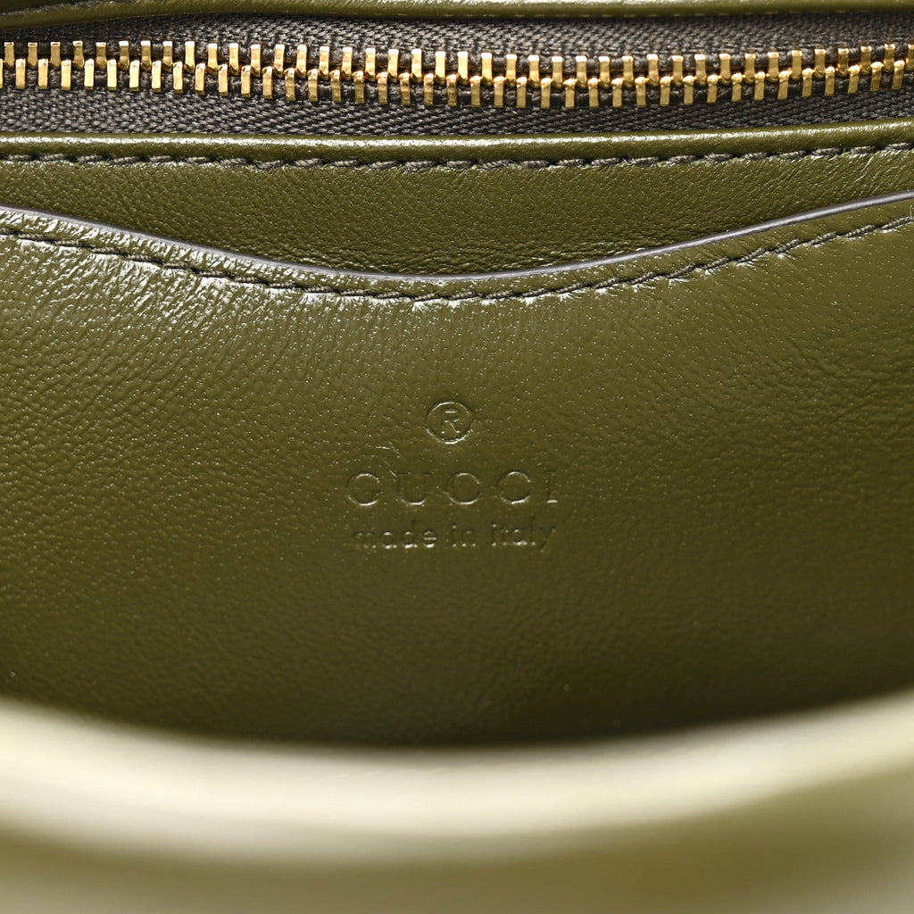 Lambskin Mini GG Milano Top Handle Shoulder Bag Green