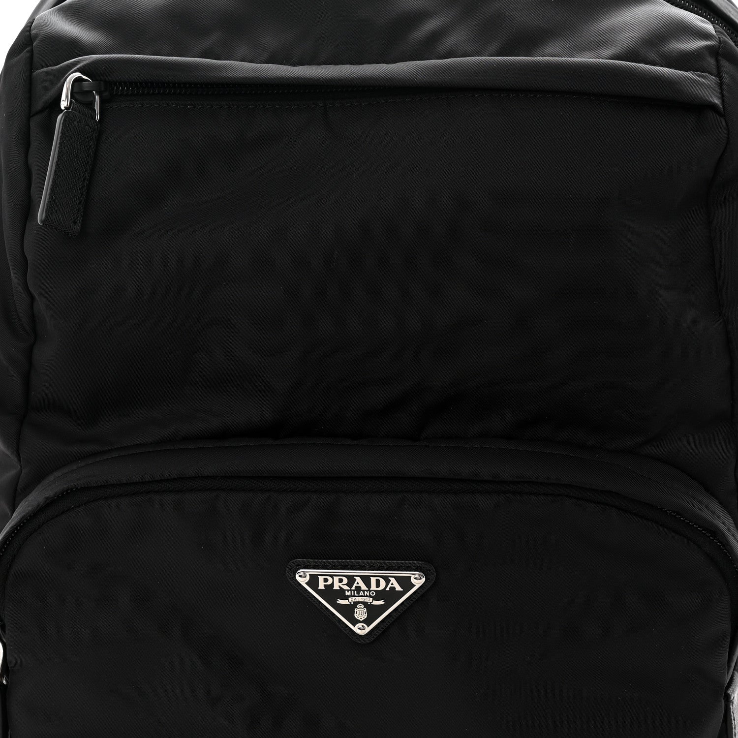 Re-Nylon Saffiano Zip Backpack Black