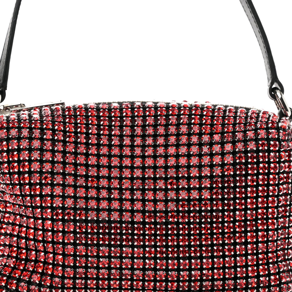 Mesh Crystal Rhinestone Mini Heiress Pouch Red