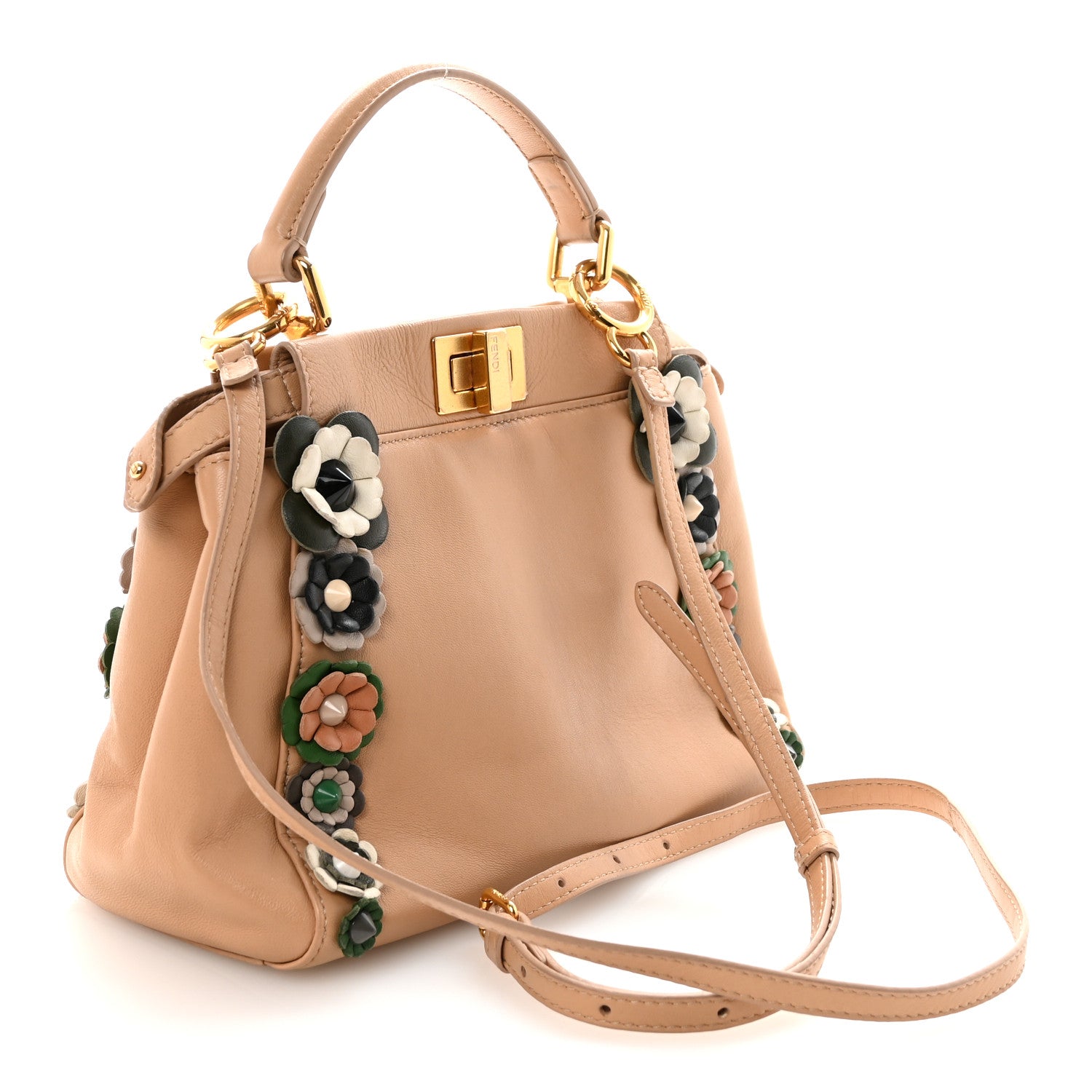 Nappa Flowerland Mini Peekaboo Iconic Satchel Miele Scuro