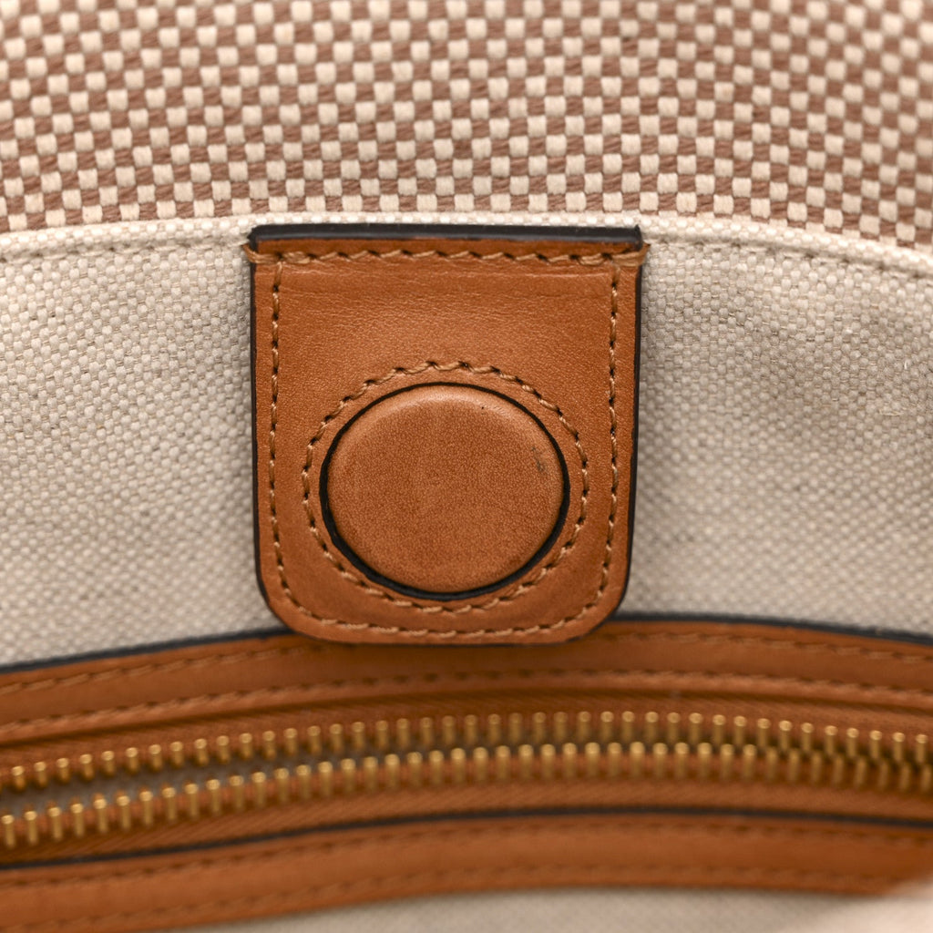 Cotton Canvas Calfskin Vlogo Small Antibes Tote Naturale Tobacco