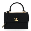 Jersey Chevron Quilted Small Trendy CC Dual Handle Flap Bag Black