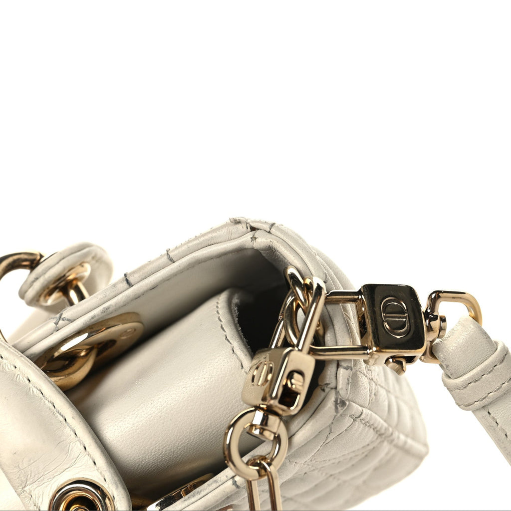 Lambskin Cannage Dioramour Micro Lady D-Joy Latte