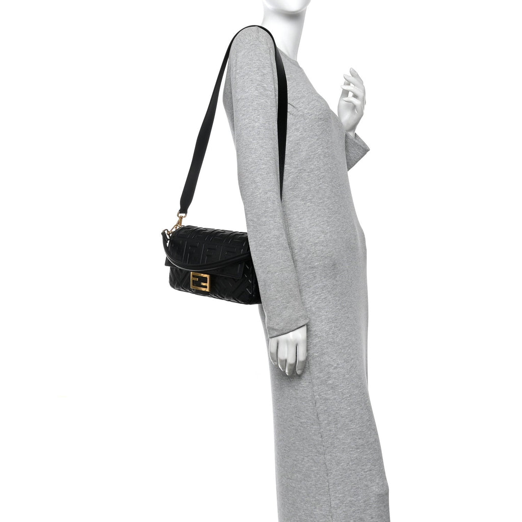 Nappa FF 1974 Embossed Baguette Black