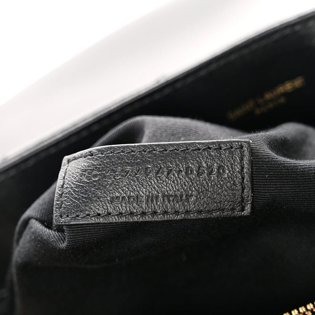 Calfskin Y Quilted Monogram Large Loulou Chain Satchel Black