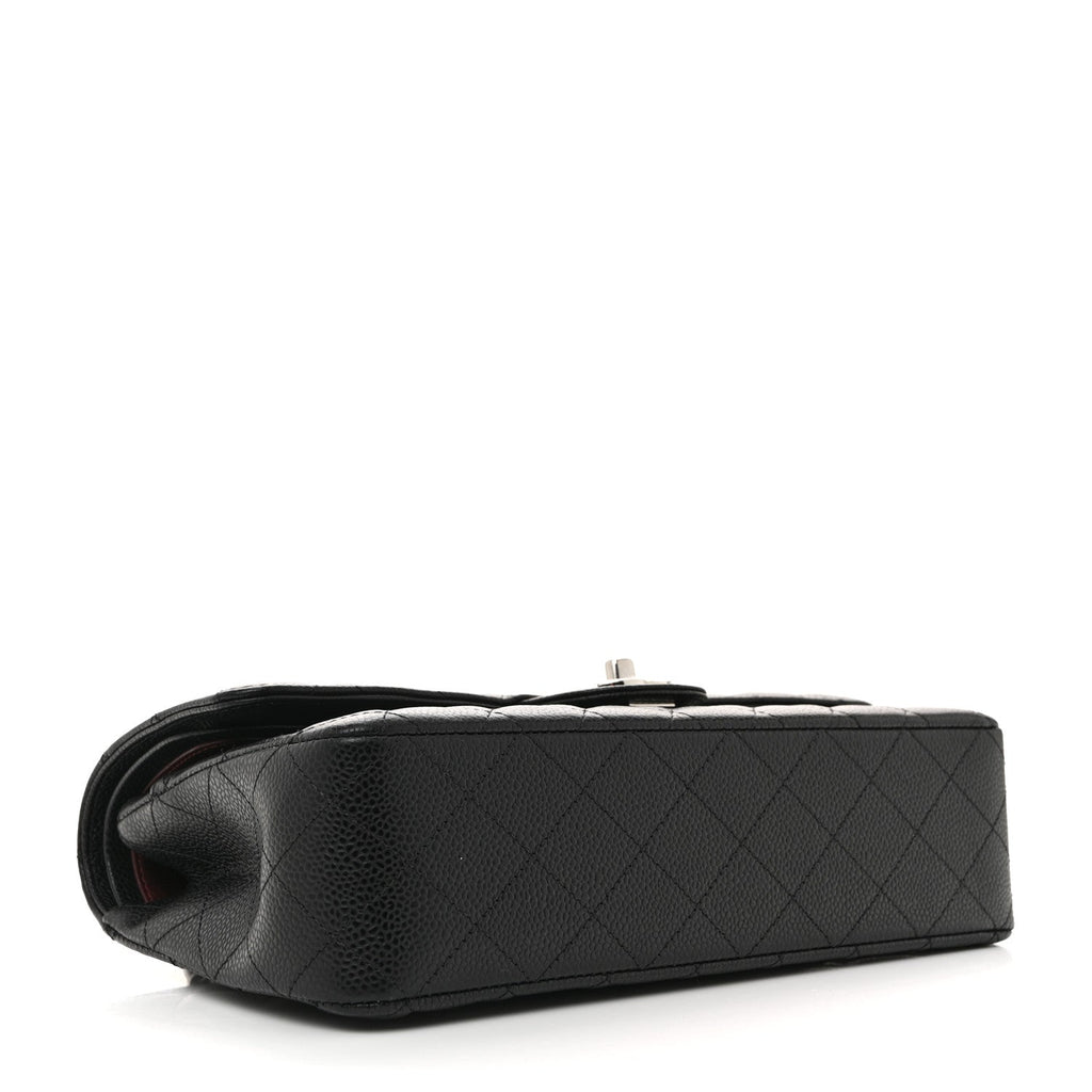 Caviar Quilted Medium Double Flap Black