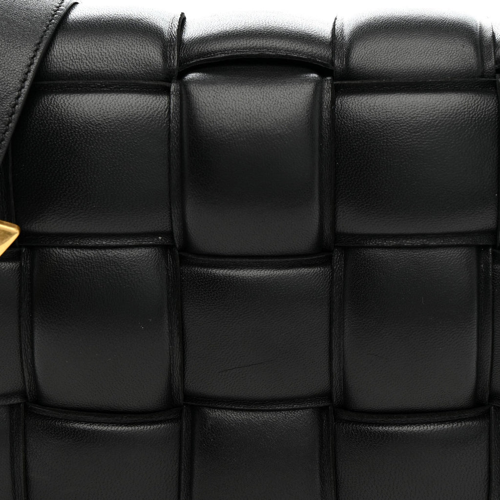 Nappa Maxi Intreccio Padded Cassette Crossbody Bag Black