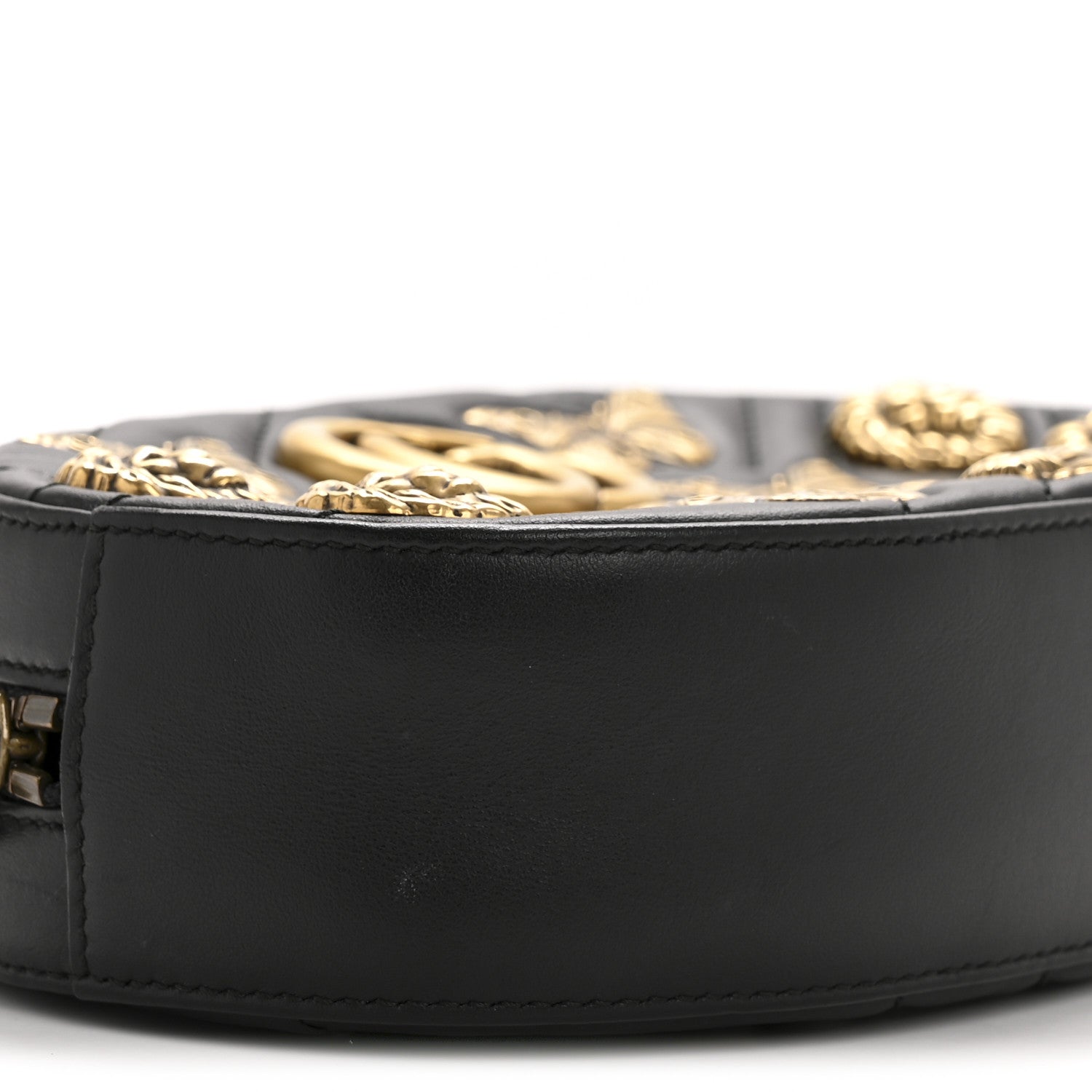 Calfskin Matelasse Animal Studs GG Marmont Belt Bag 85 34 Black