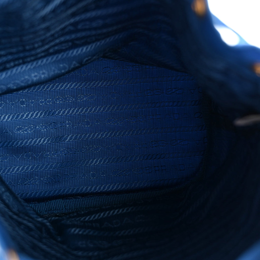 Saffiano Tessuto Nylon Bucket Wristlet Bluette
