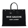 Linen Calfskin Rive Gauche Tote Black
