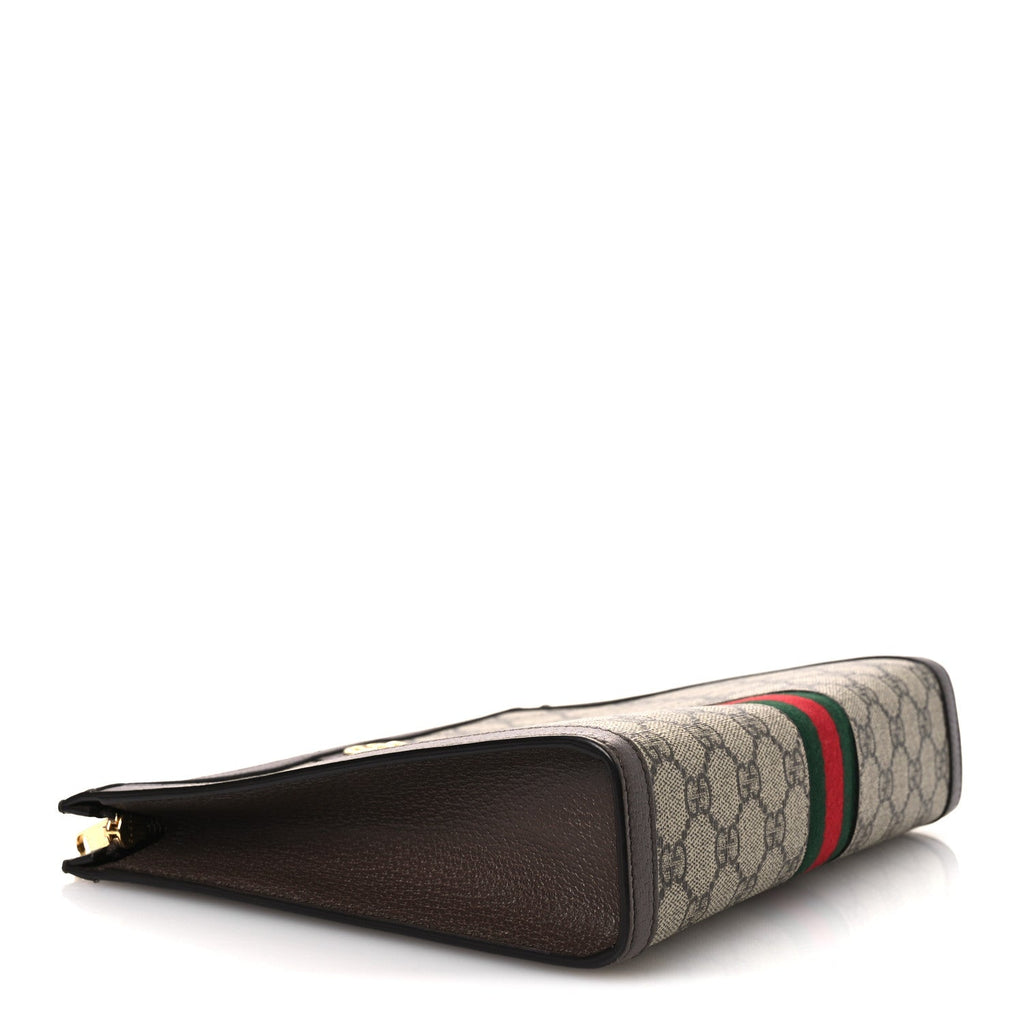 GG Supreme Monogram Web Ophidia Pouch Brown