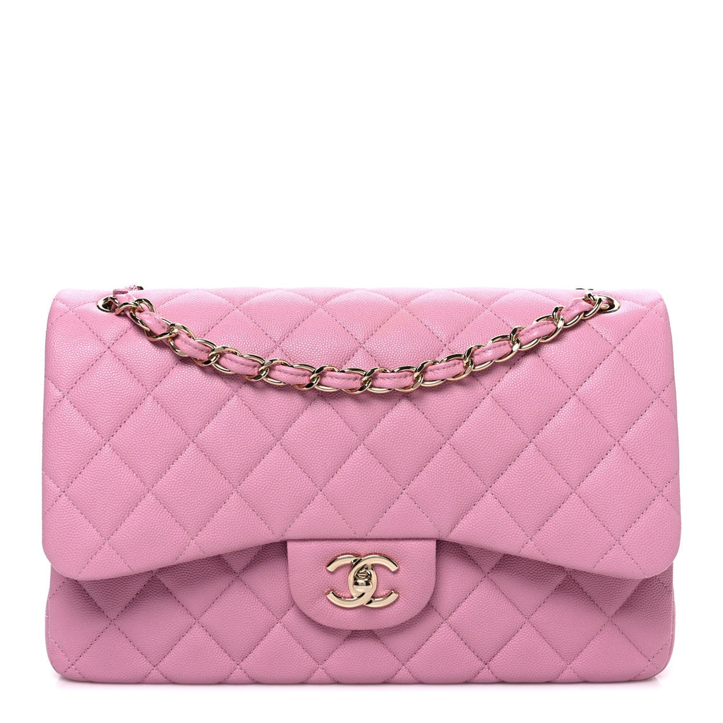 Caviar Quilted Jumbo Double Flap Pink