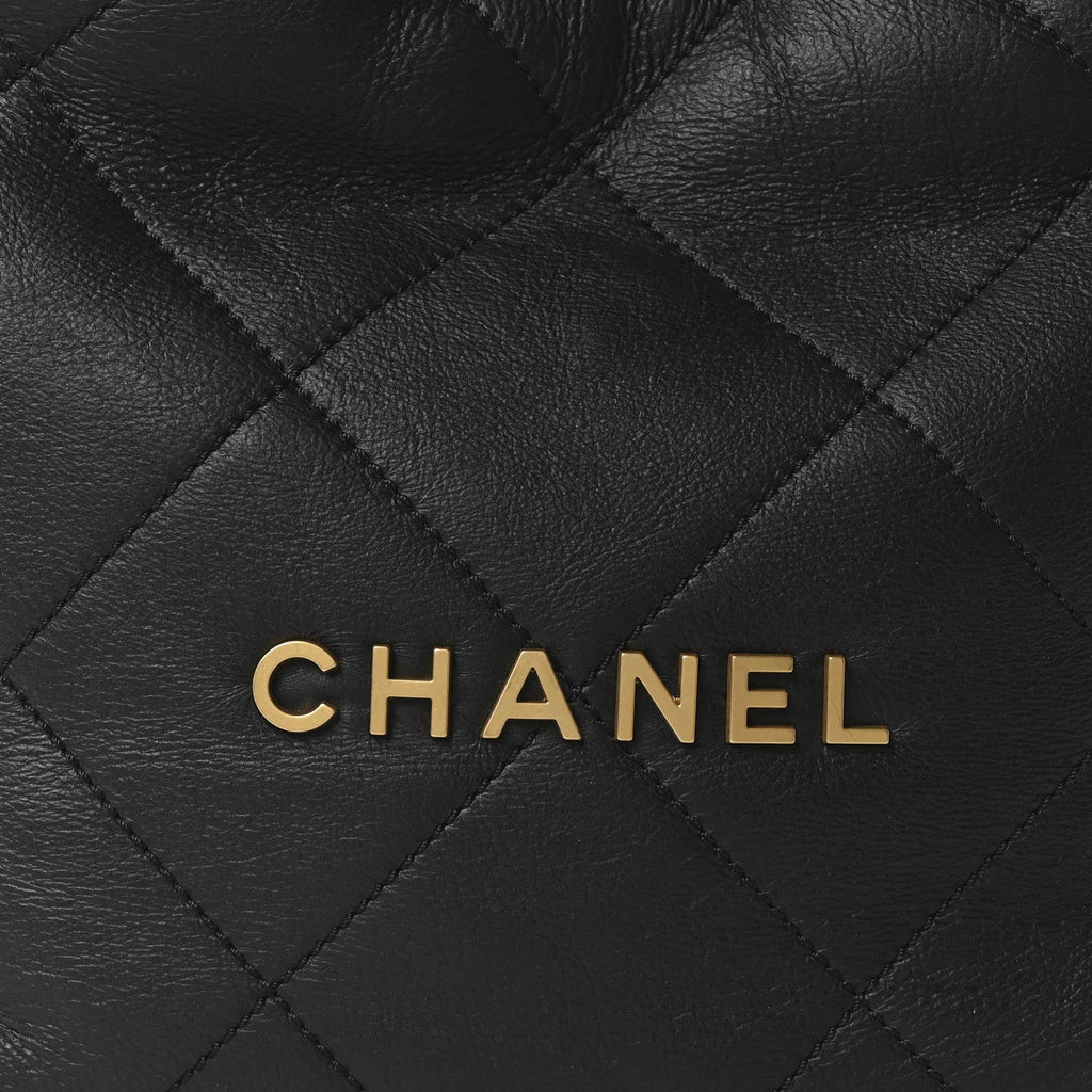 Aged Lambskin Shearling Quilted Small Chanel 22 Black
