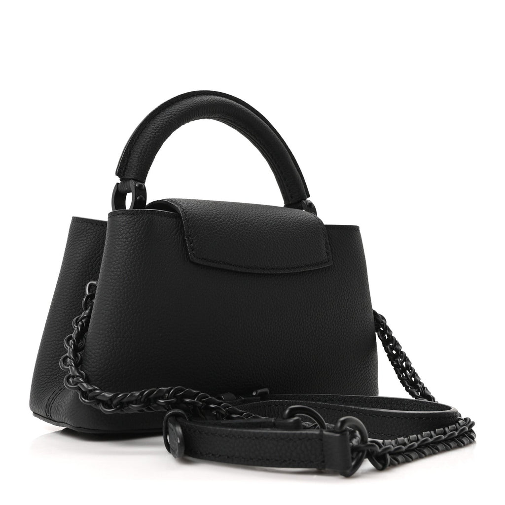 Matte Taurillon Capucines East West Mini All Black