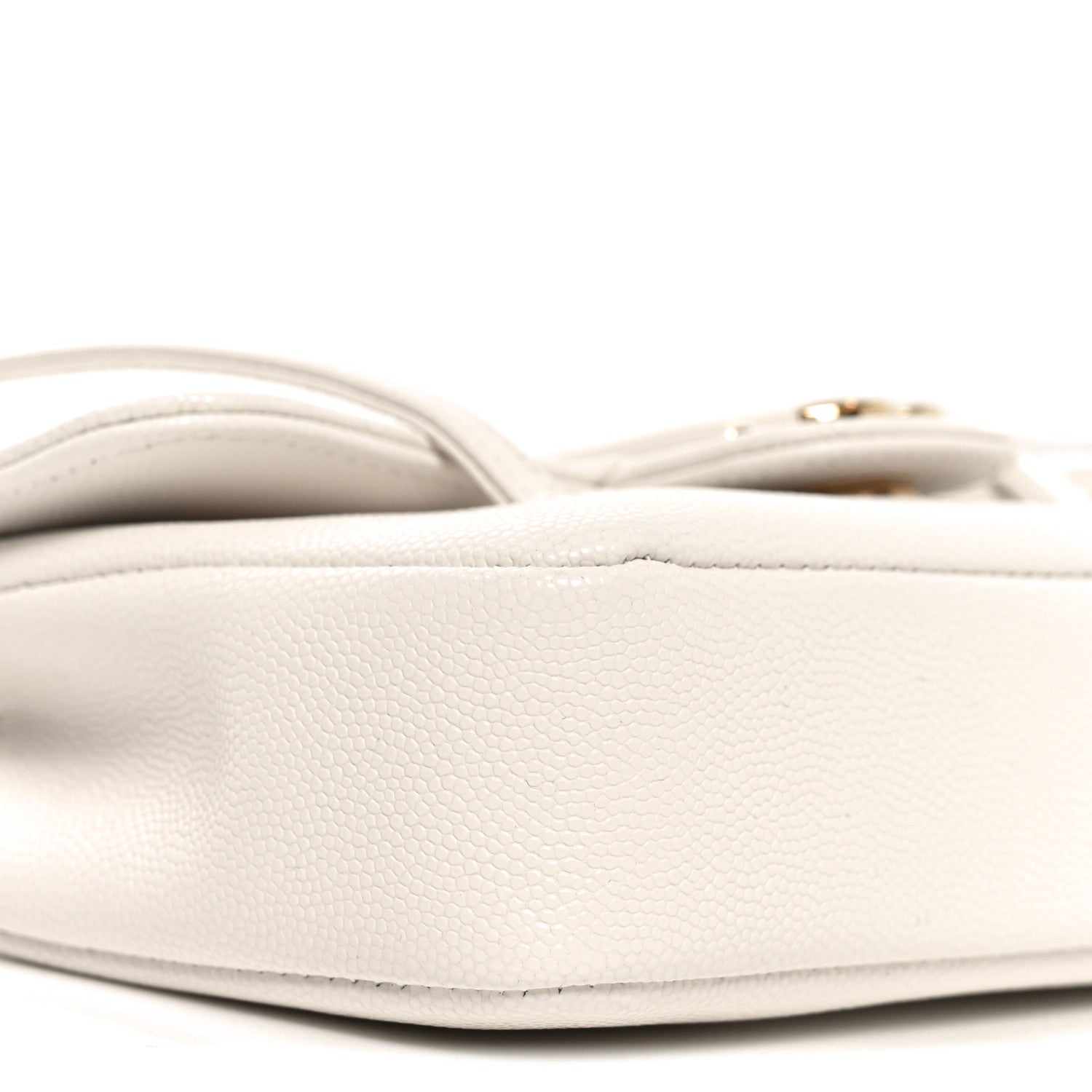 Shiny Caviar Mini Preppy Coco Shoulder Bag White