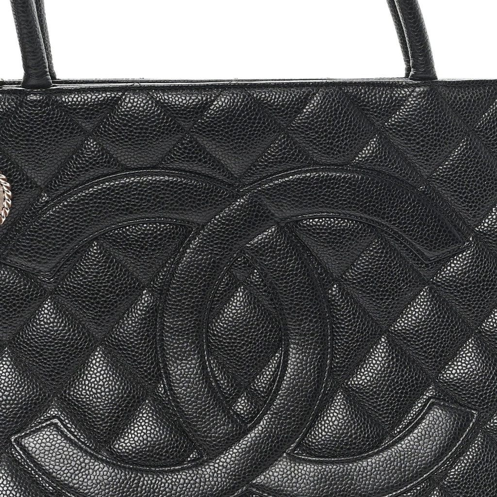 Caviar Quilted Medallion Tote Black