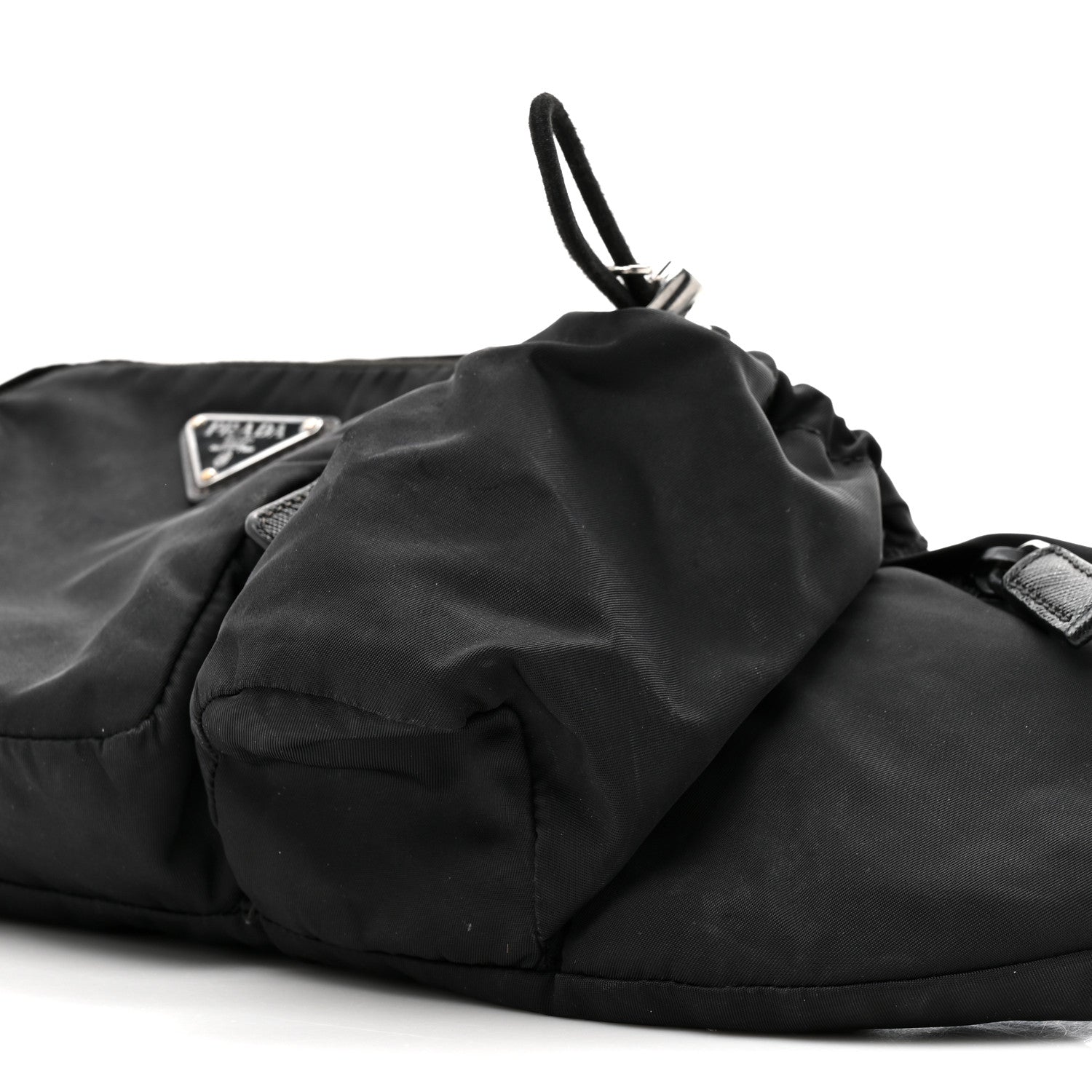 Re-Nylon Saffiano Metal Triple Pocket Belt Bag Black