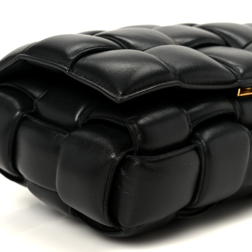 Nappa Maxi Intreccio Padded Cassette Crossbody Bag Black