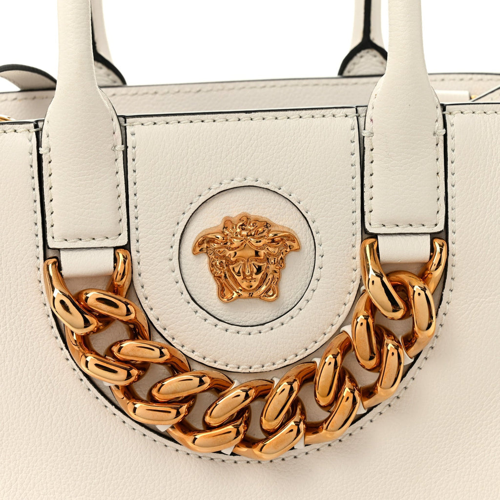 Grained Calfskin Small La Medusa Chain White