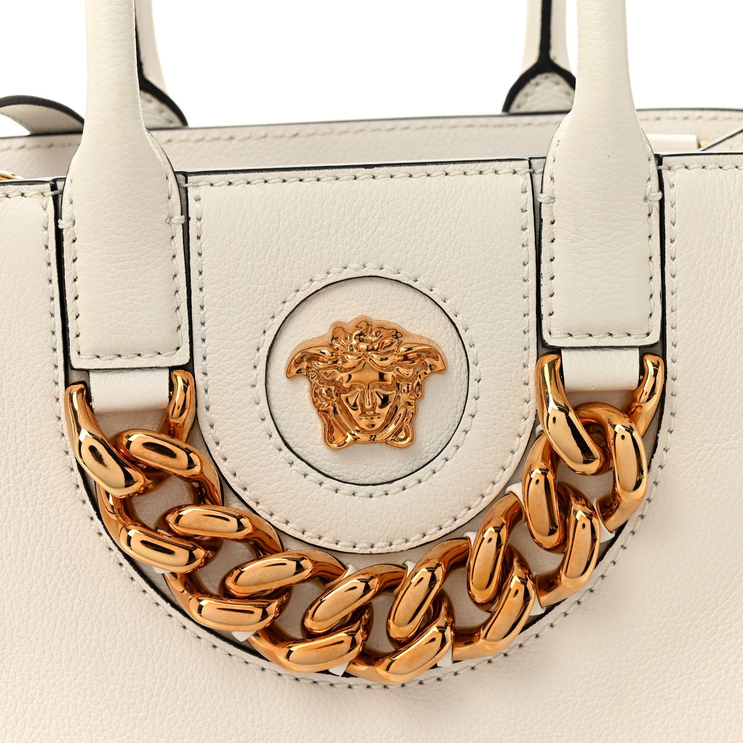 Grained Calfskin Small La Medusa Chain White