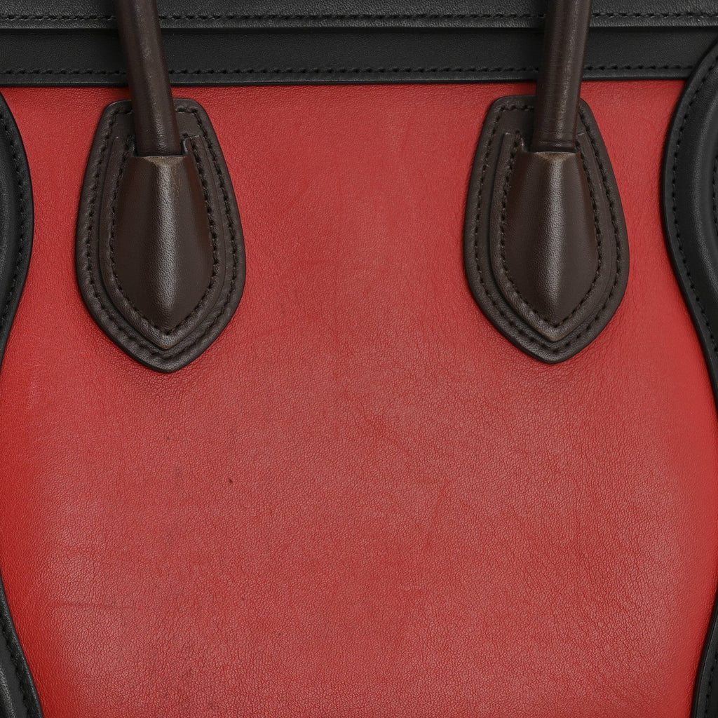 Smooth Calfskin Bullhide Nano Tri-Color Luggage Bright Red