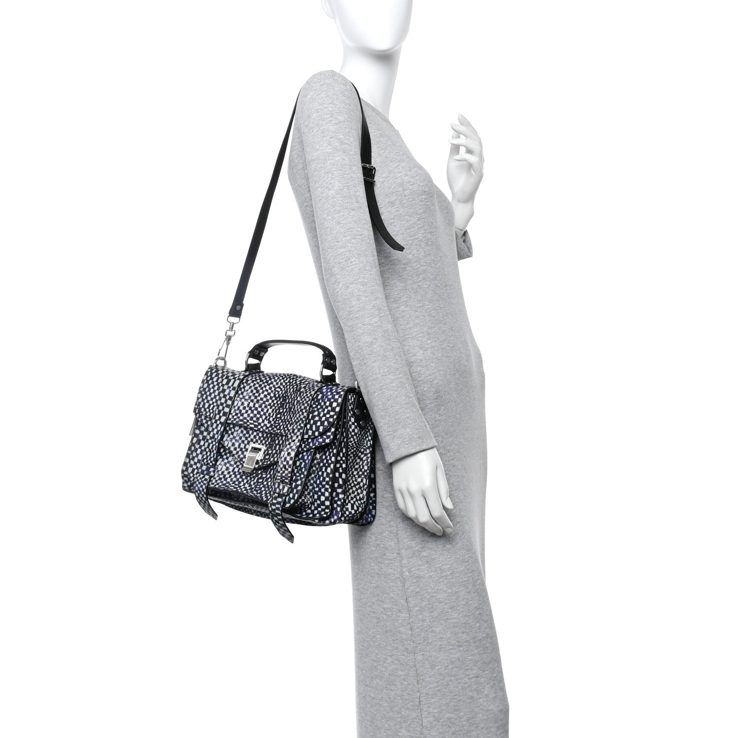 X HARMONY KORINE Calfskin PS1 Check Success Medium Satchel Blue