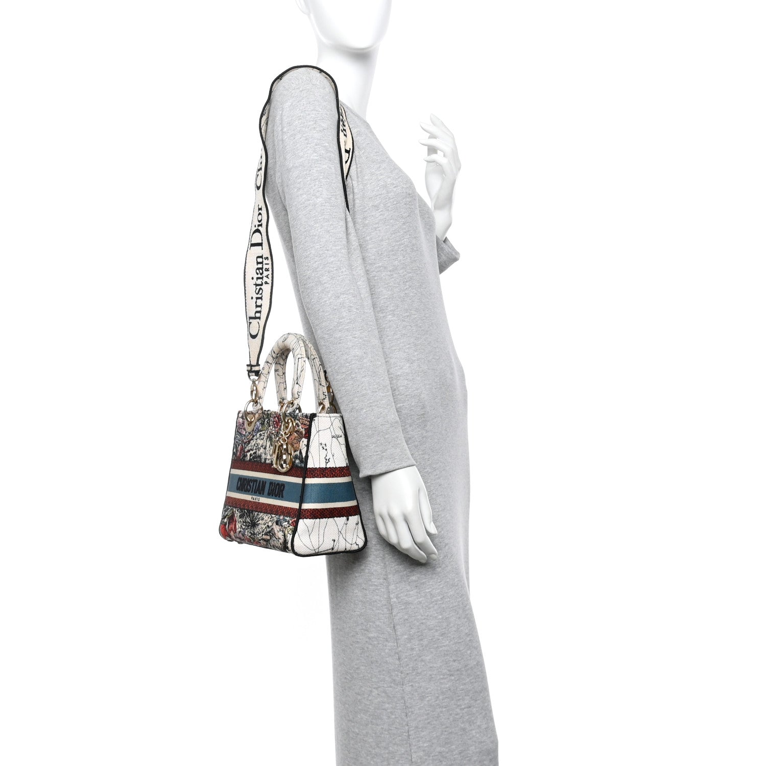 Canvas Constellation Embroidered Medium Lady D-Lite Latte Multicolor