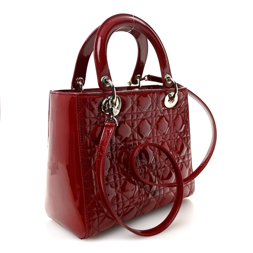 Patent Cannage Medium Lady Dior Red