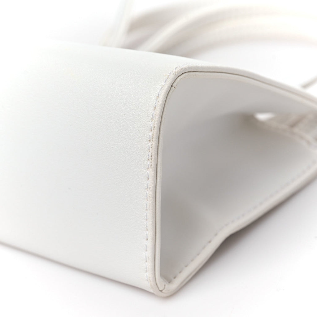 Vegan Leather Small Shopping Bag White