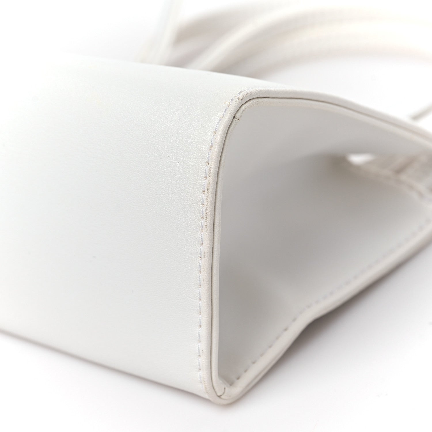 Vegan Leather Small Shopping Bag White