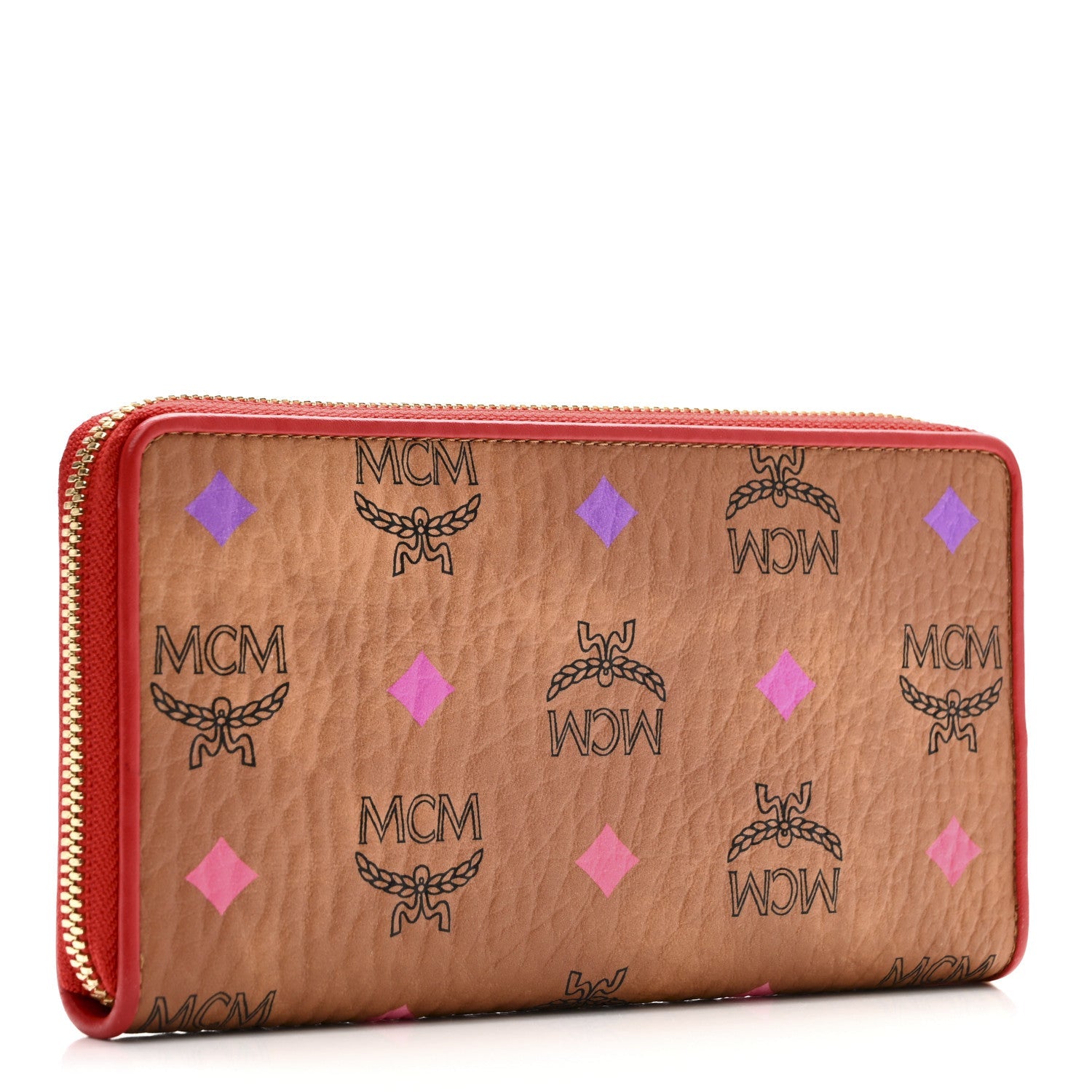 Skyoptic Visetos Zip Around Wallet Cognac Red