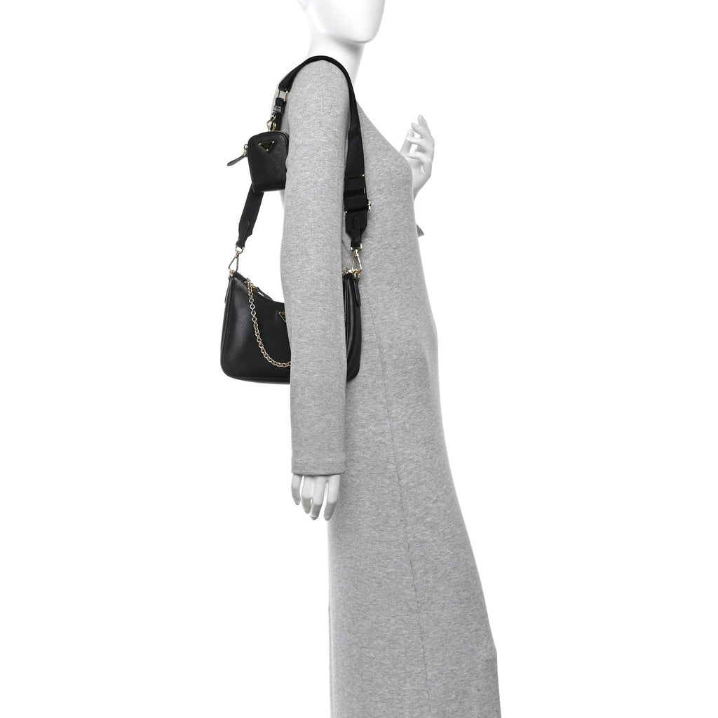 Saffiano Lux Re-Edition 2005 Shoulder Bag Black