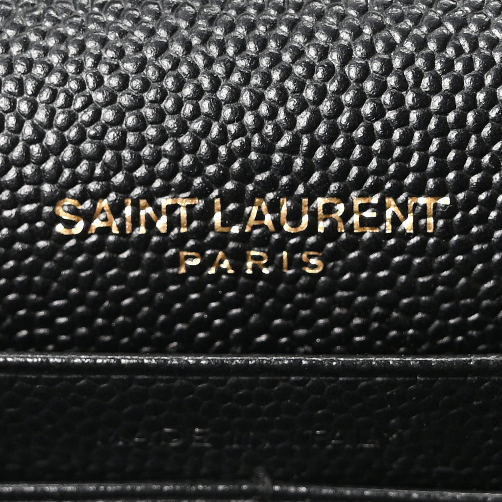 Grain De Poudre Matelasse Chevron Monogram Envelope Chain Wallet Black