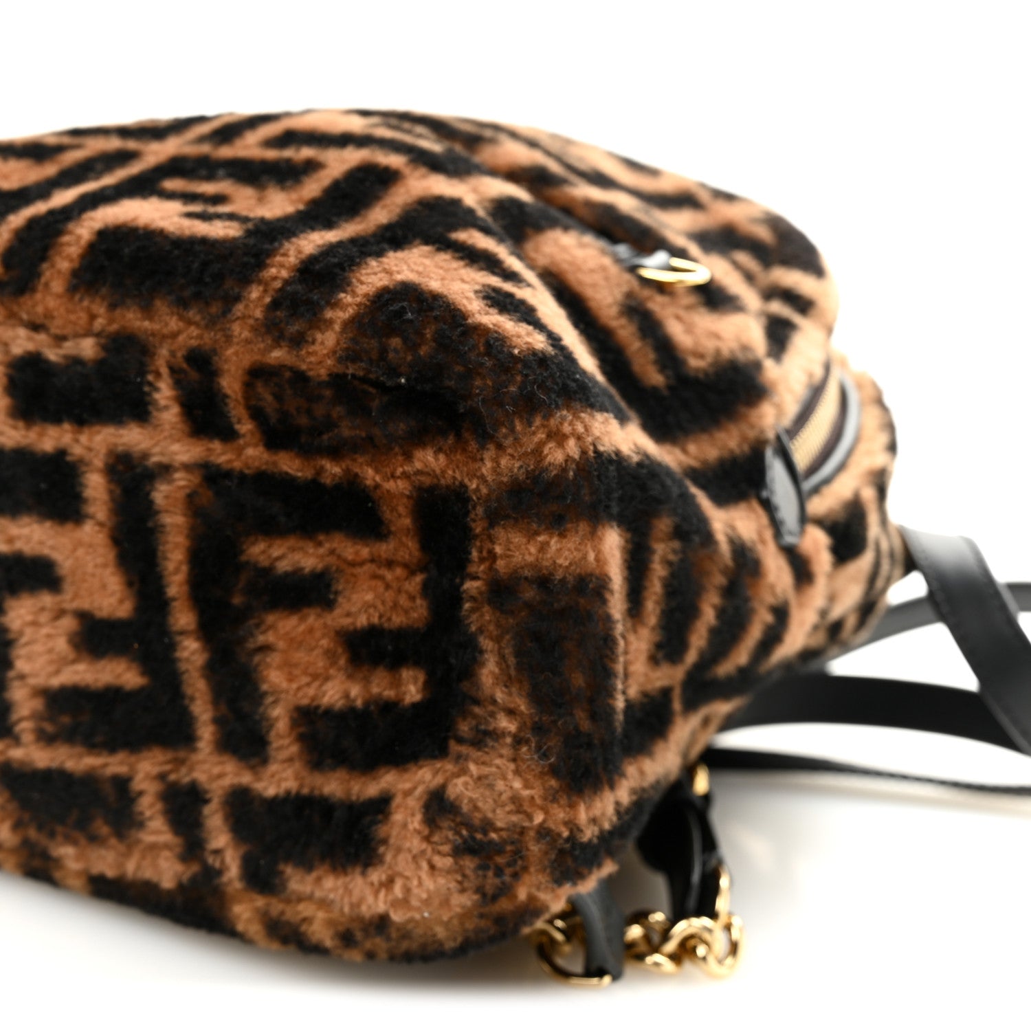 Shearling Macro FF 1974 Mini Backpack Tobacco Black