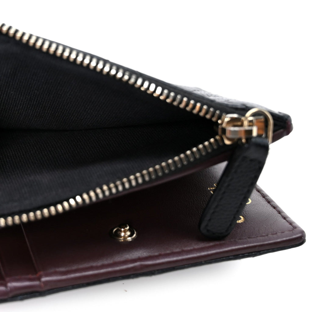 Caviar Quilted CC Zip Compact Wallet Black