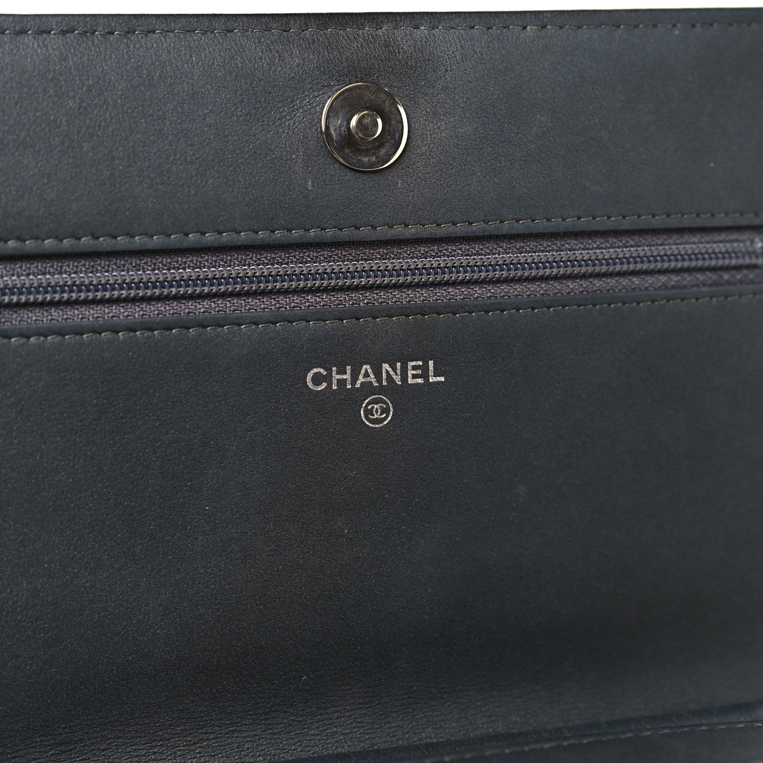 Lambskin Camellia Studded Wallet on Chain WOC Grey