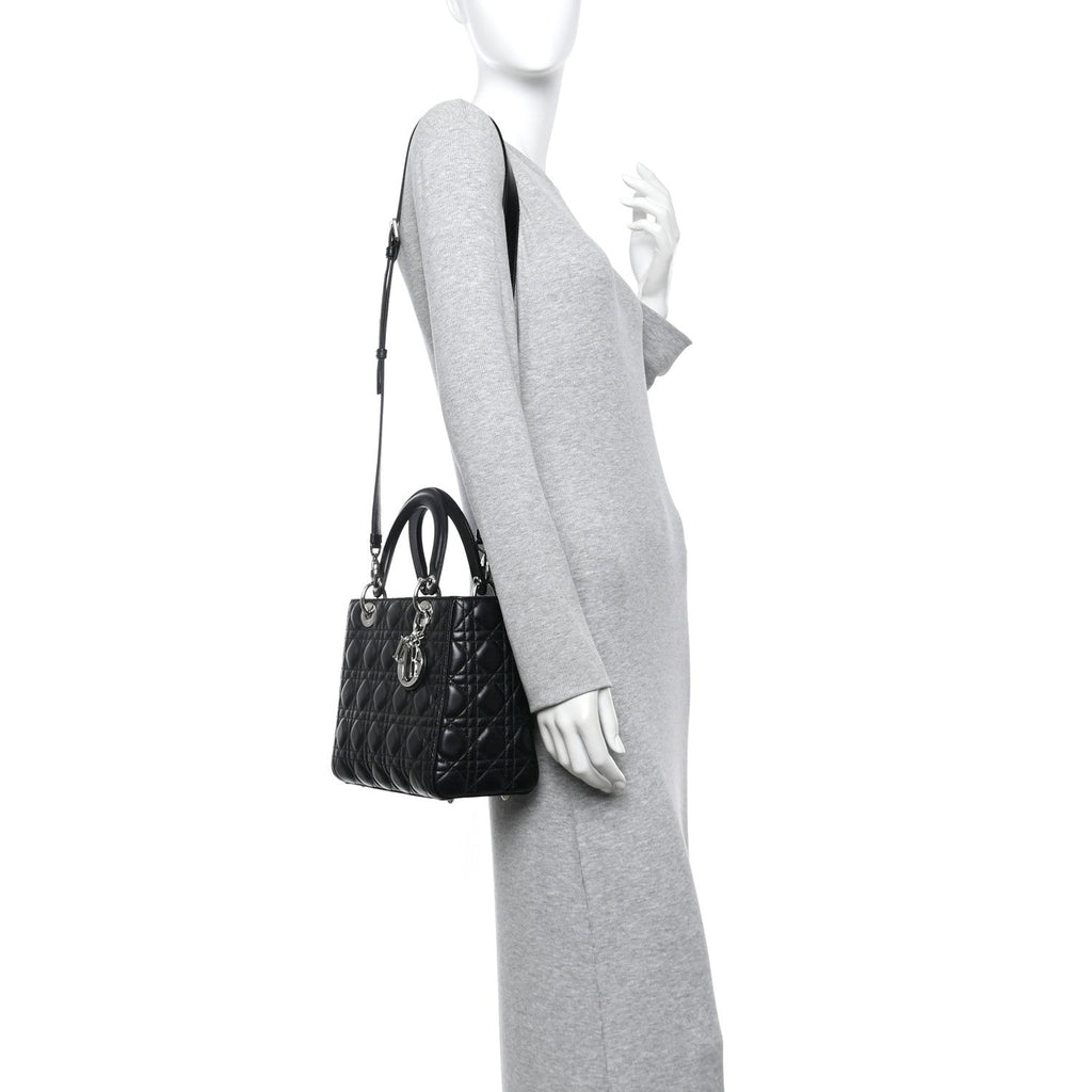 Lambskin Cannage Medium Lady Dior Black