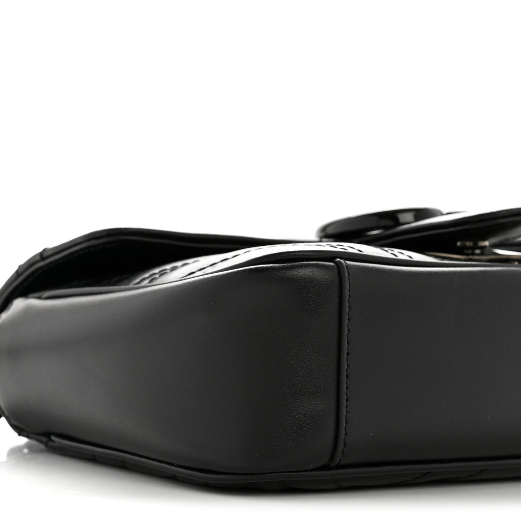 Calfskin Matelasse Monochrome Mini GG Marmont Shoulder Bag Black