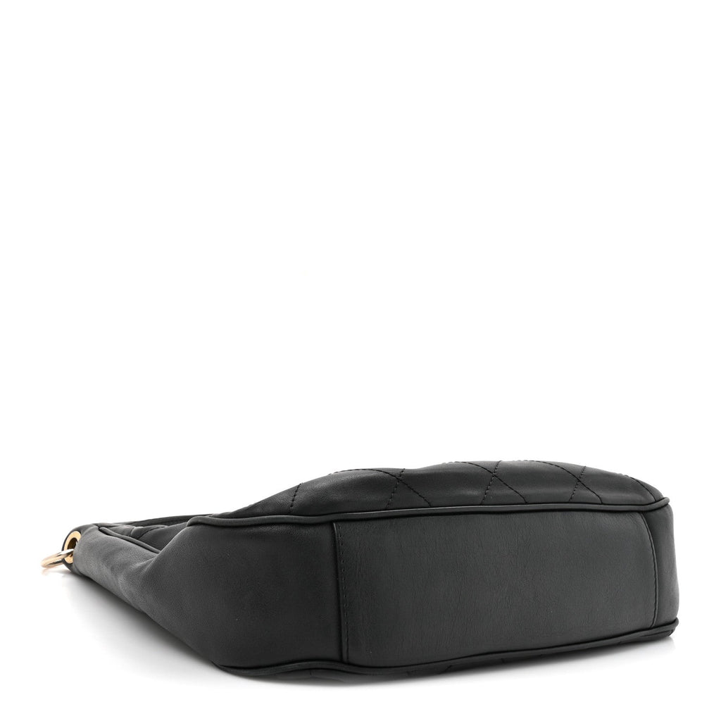 Calfskin Stitched Hobo Black