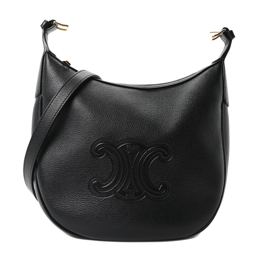 Supple Calfskin Cuir Triomphe Small Heloise Shoulder Bag Black
