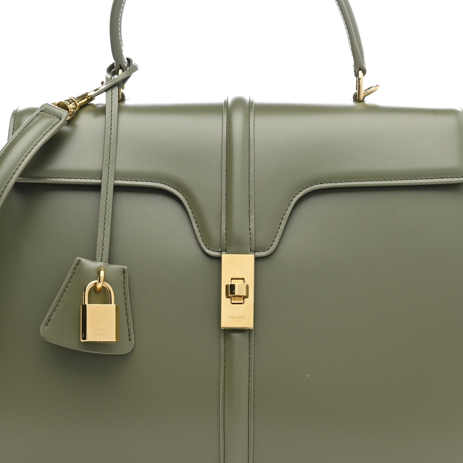 Satinated Calfskin Medium 16 Top Handle Bag Sage