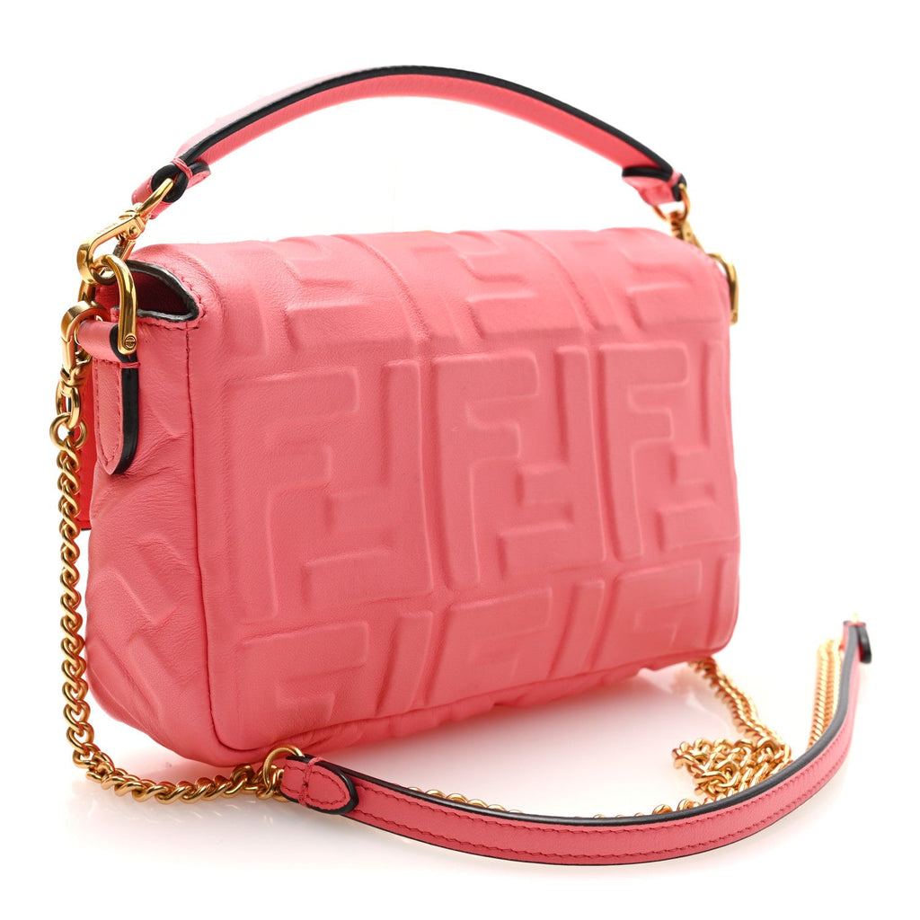 Nappa FF 1974 Embossed Mini Baguette Pink Dalia